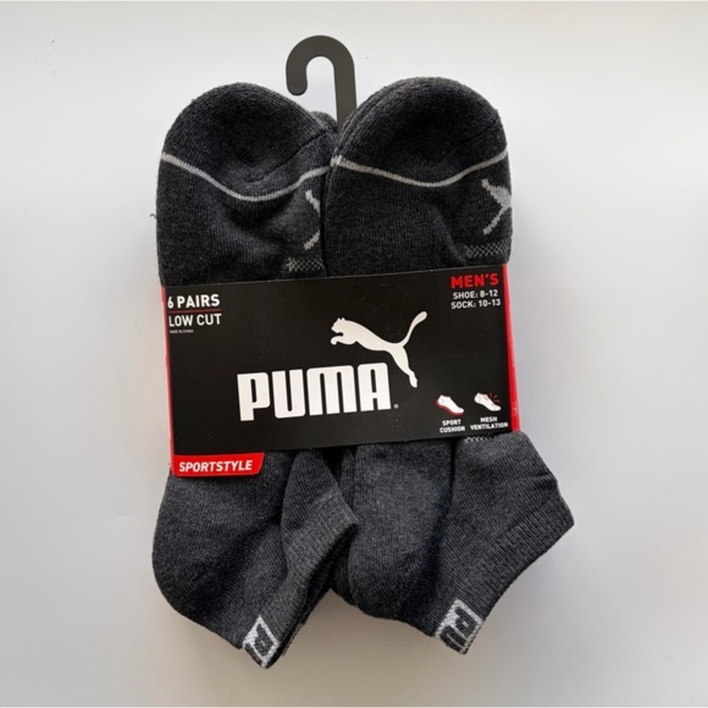 Puma men’s low cut socks 6 pack size 8-12 gray